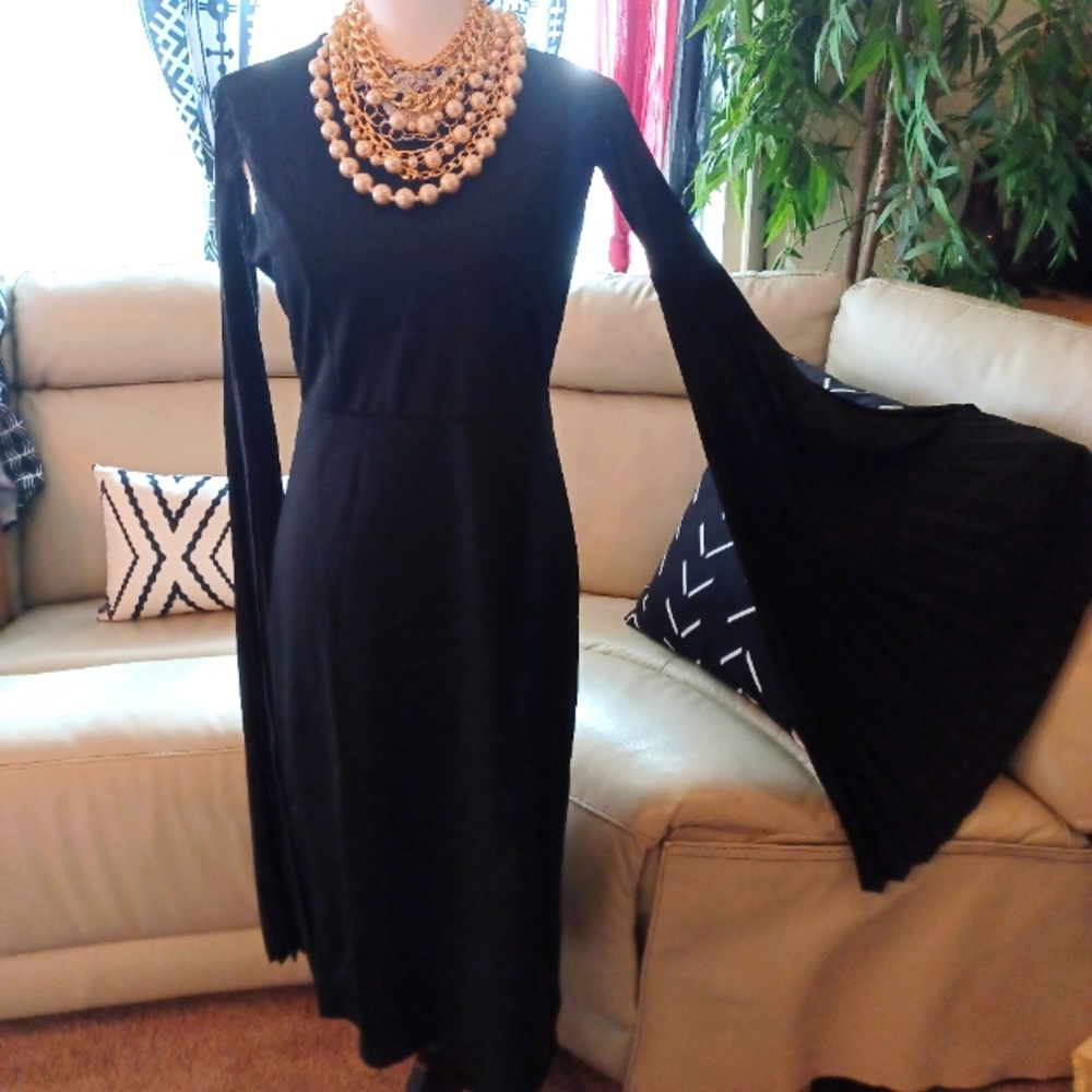 💖🎁 BEAUTIFUL BLACK DRESS W/FLOWEY SLEEVES